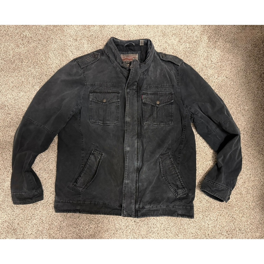 Levi Military‎ Zip Jacket Washed Out Blue Large Trucker